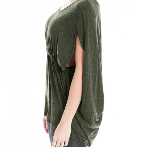 NWT Leon Max | Heather Forest Wool-Blend Draped-Back Tunic - M - Picture 2 of 10